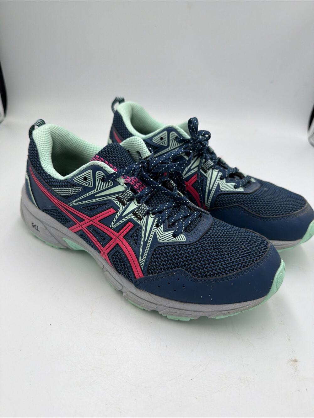 ASICS GEL 7.5 Blue/Pink/Mint Green Low Top Lace-Up Wide Sneakers 1012B231